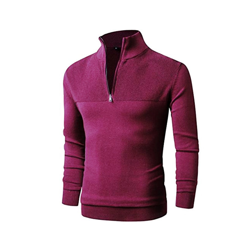 Men's Casual Knitted Cotton Turtleneck With Zipper