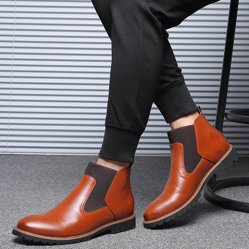 Men's Leather Waterproof Ankle Boots | Plus Size