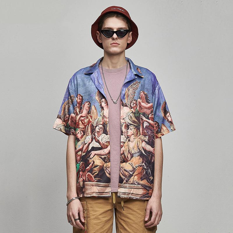 Men's Summer Casual Printed Short Sleeved Shirt | Plus Size