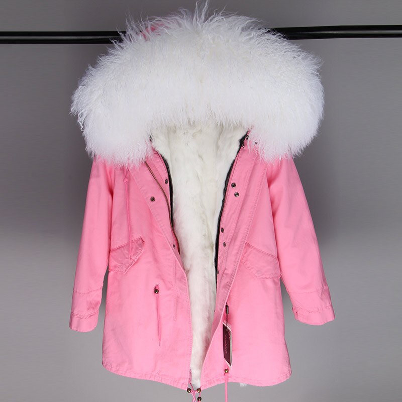 Women's Winter Casual Slim Long Parka With Sheep Fur