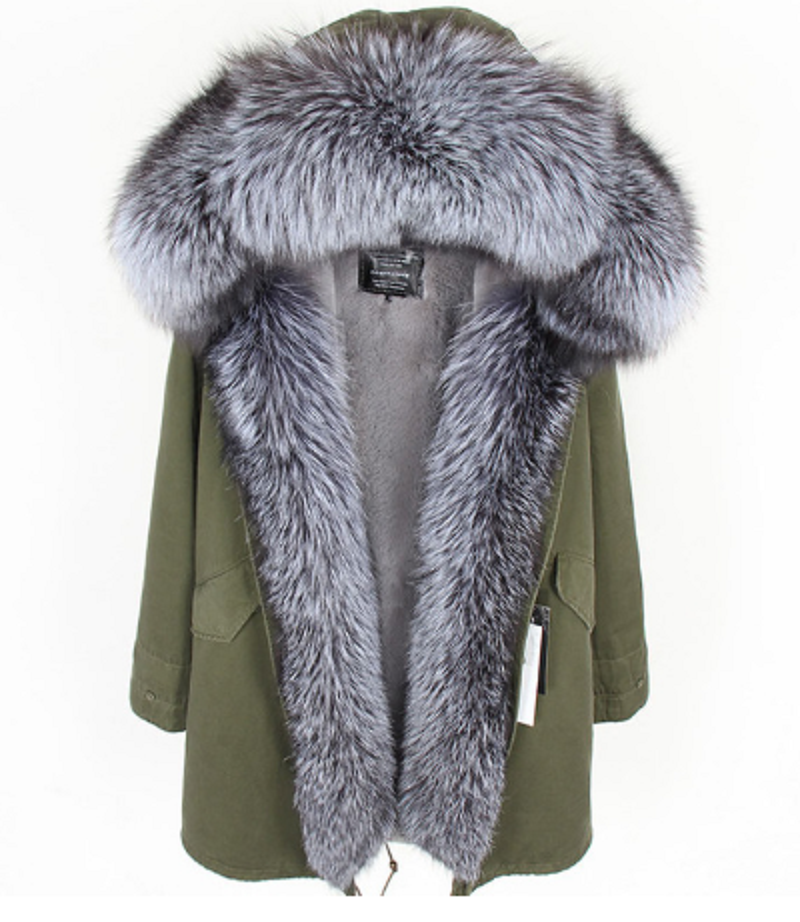 Women's Winter Casual Warm Slim Long Parka With Fox Fur