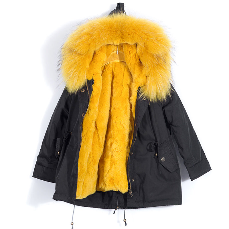 Women's Winter Casual Hooded Thick Parka With Raccoon Fur