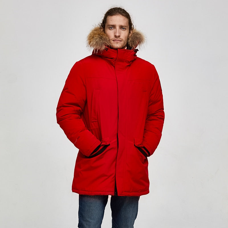 Men's Winter Casual Hooded Waterproof Parka With Pockets