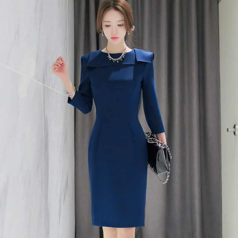 Women's Spring/Autumn O-Neck Polyester Dress With Ruffles