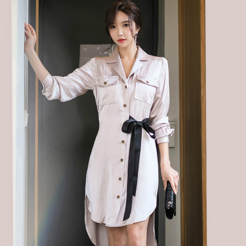 Women's Spring/Autumn Casual Polyester Long-Sleeved Loose Dress