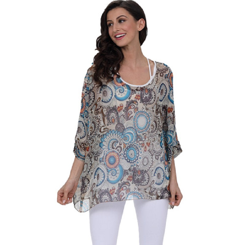 Women's Summer Casual Loose Chiffon Blouse With Print | Plus Size