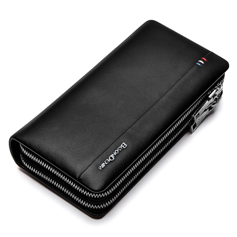 Men's Genuine Leather Wallet With Double Zipper