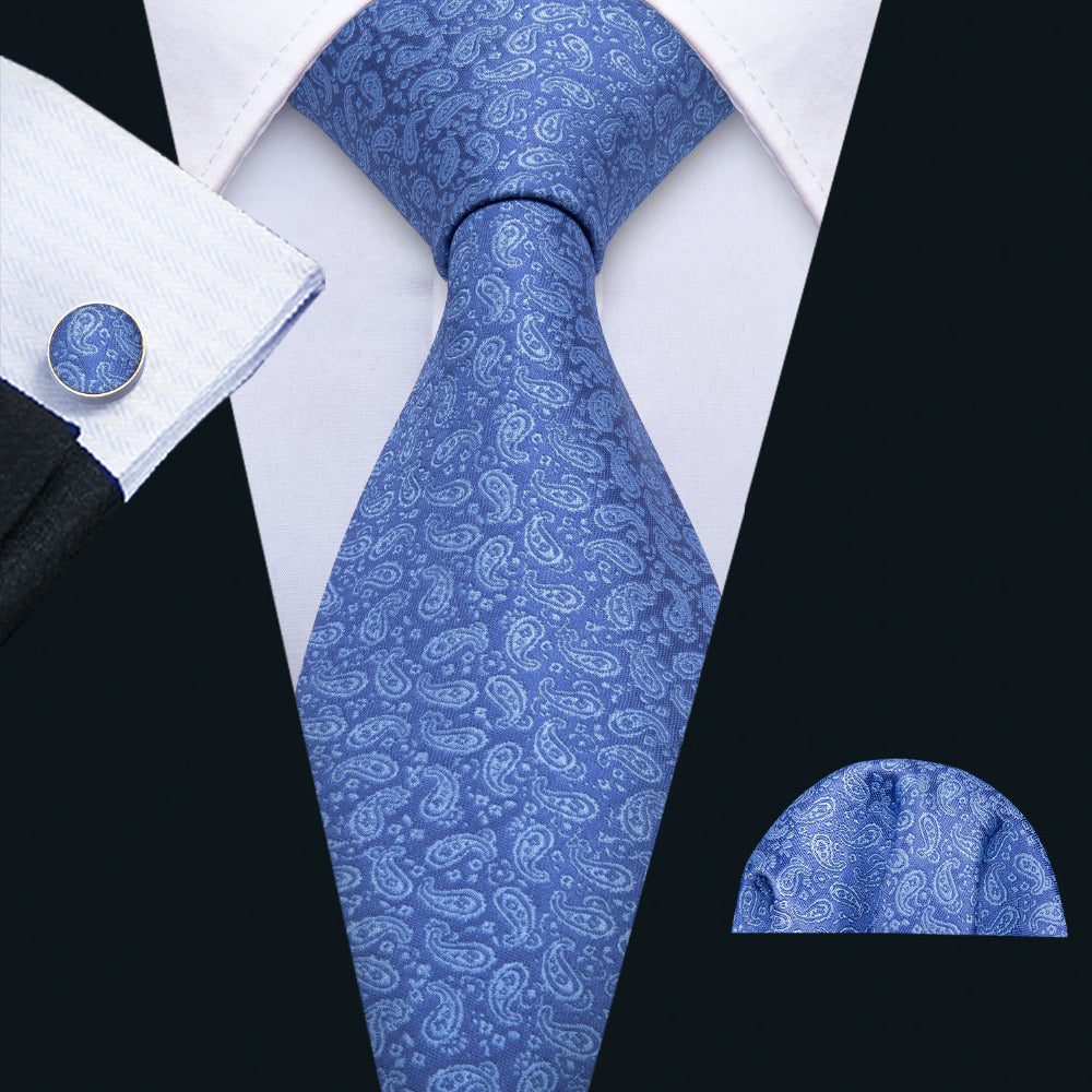 Men's Silk Tie With Handkerchief And Cufflinks