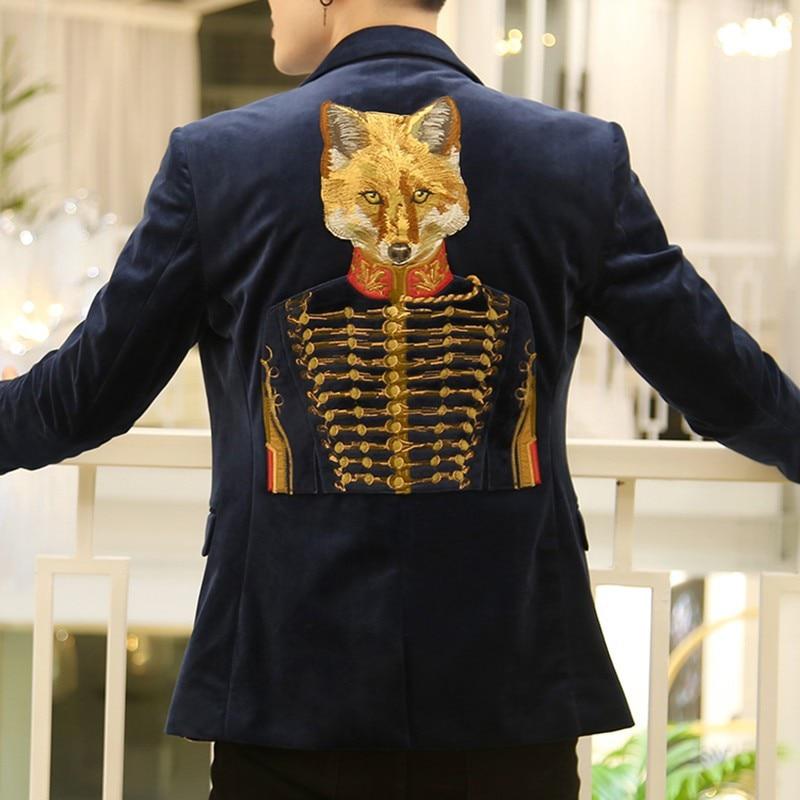 Men's Spring Casual Blazer With Fox Print