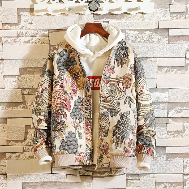 Men's Spring/Autumn Casual Patchwork Long-Sleeved Jacket With Print