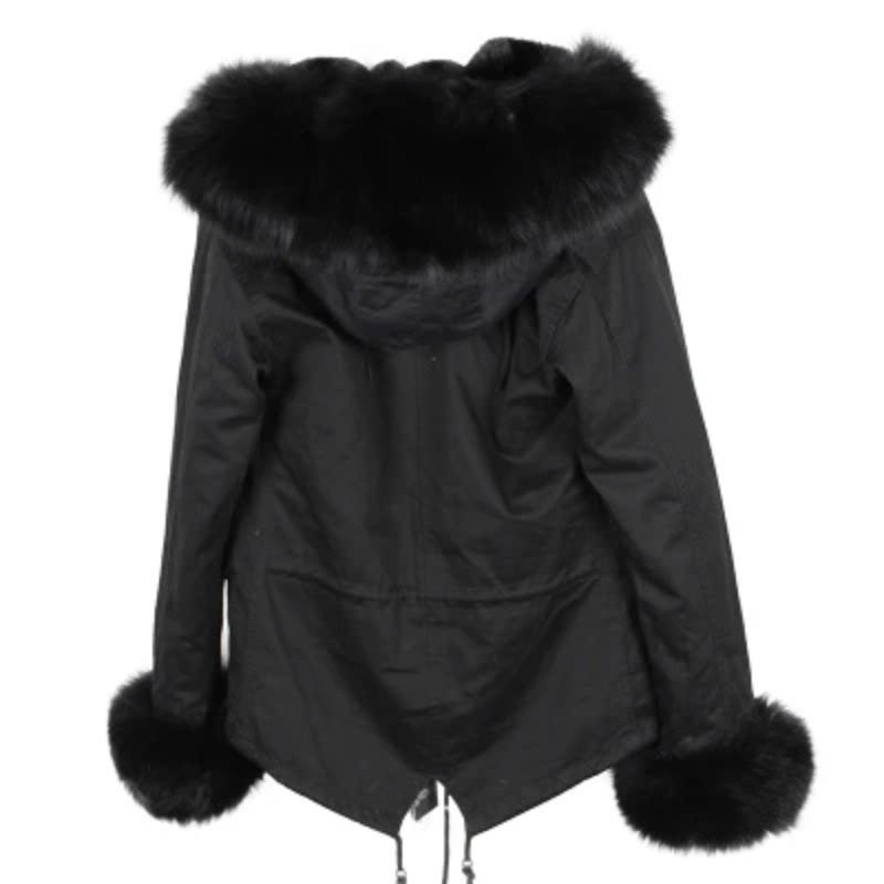 Women's Winter Casual Slim Thick Short Parka With Fox Fur