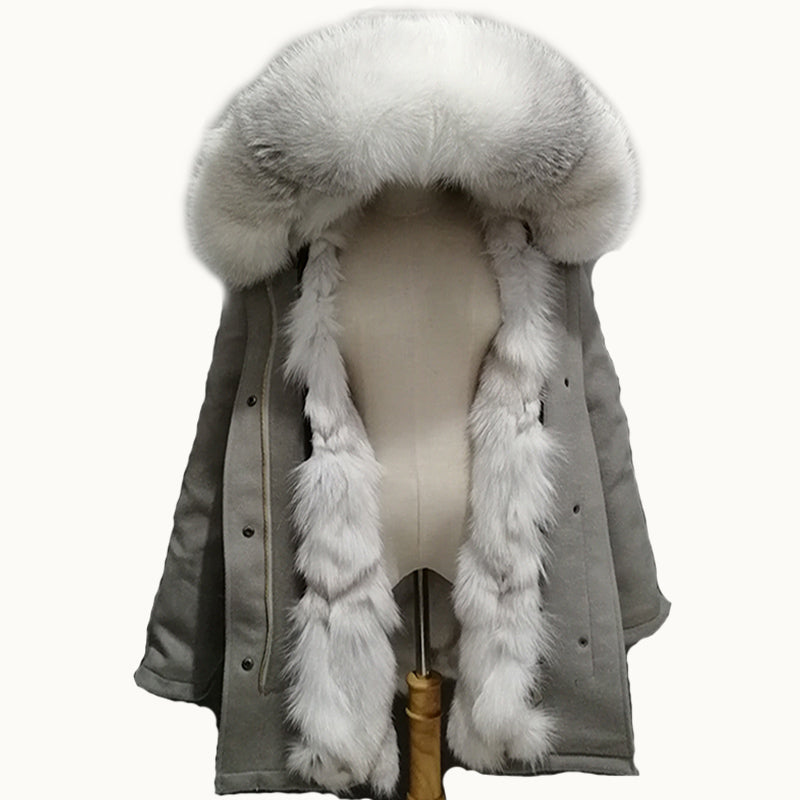 Women's Winter Warm Long Slim Parka With Fox Fur