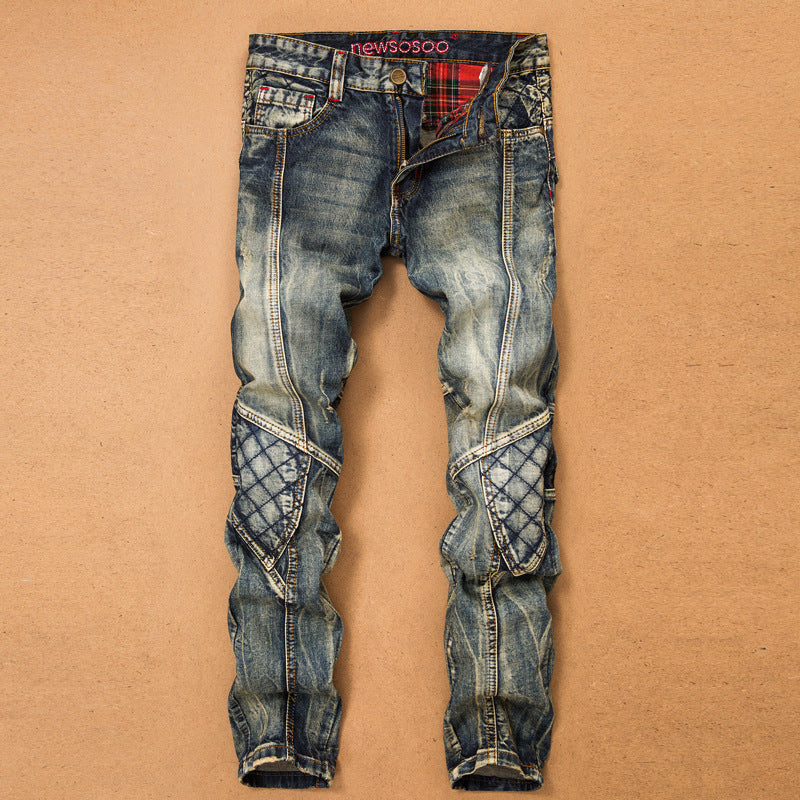 Men's Casual Straight Ripped Mid-Waist Skinny Jeans