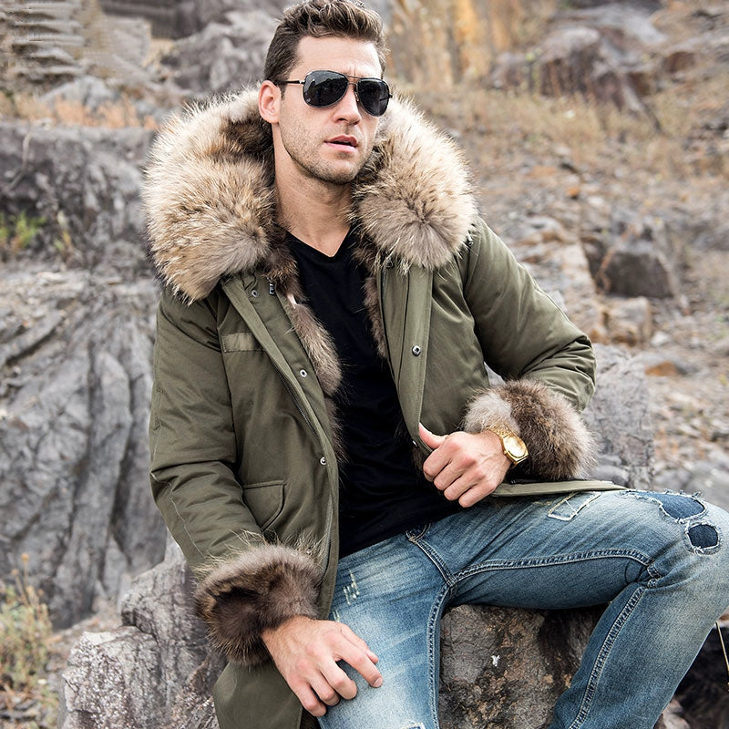 Men's Winter Warm Fur Parka With Removable Lining