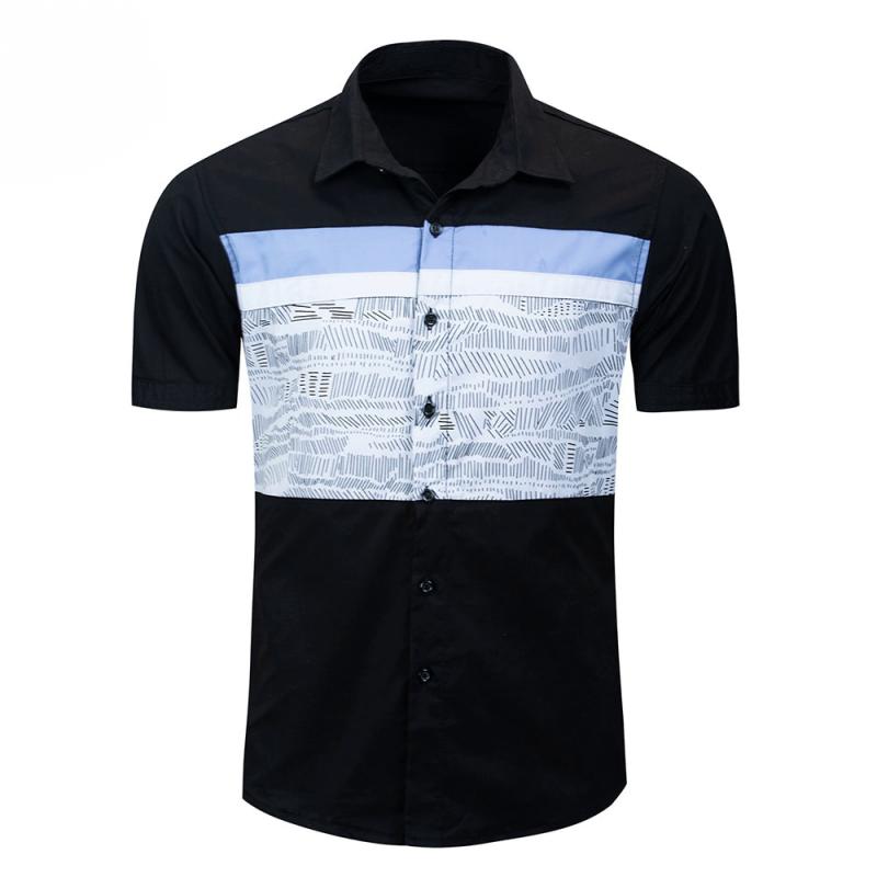 Men's Casual Cotton Short Sleeved Shirt With Print
