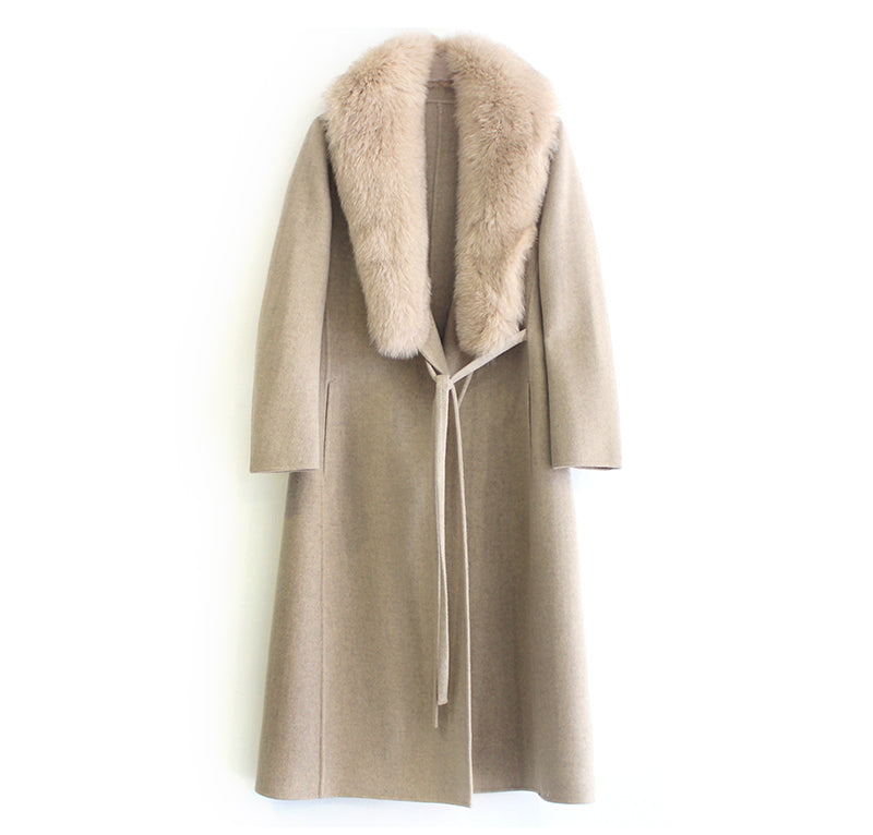 Women's Winter Casual Slim Long Trench With Fox Fur