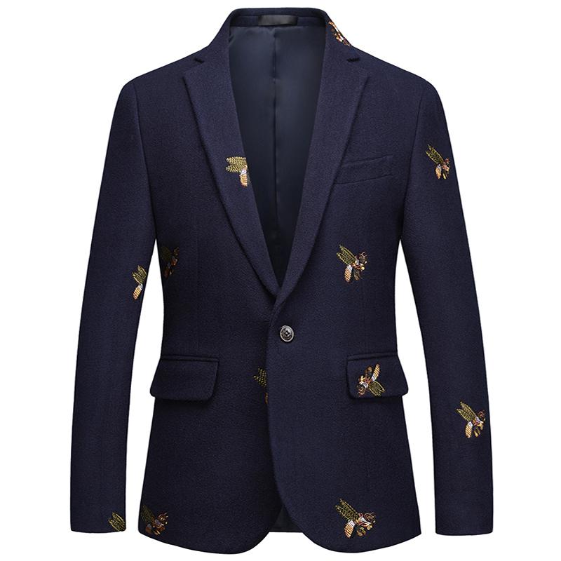 Men's Casual Blazer With Embroidery