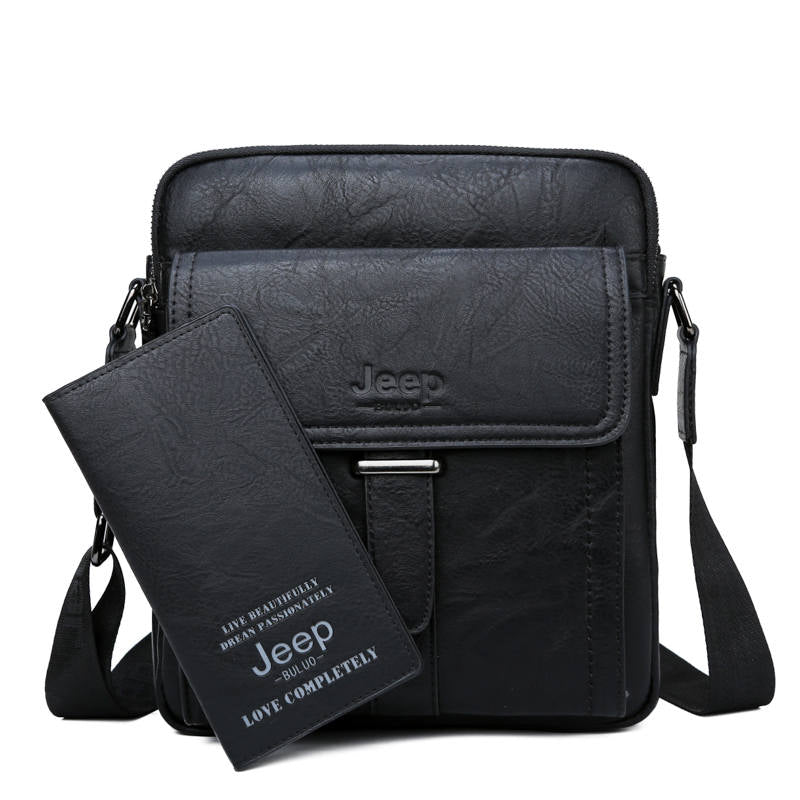 Men's Leather Large Capacity Shoulder Bag | Set