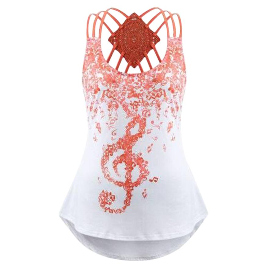 Women's Summer Casual Sleeveless O-Neck T-Shirt With Print