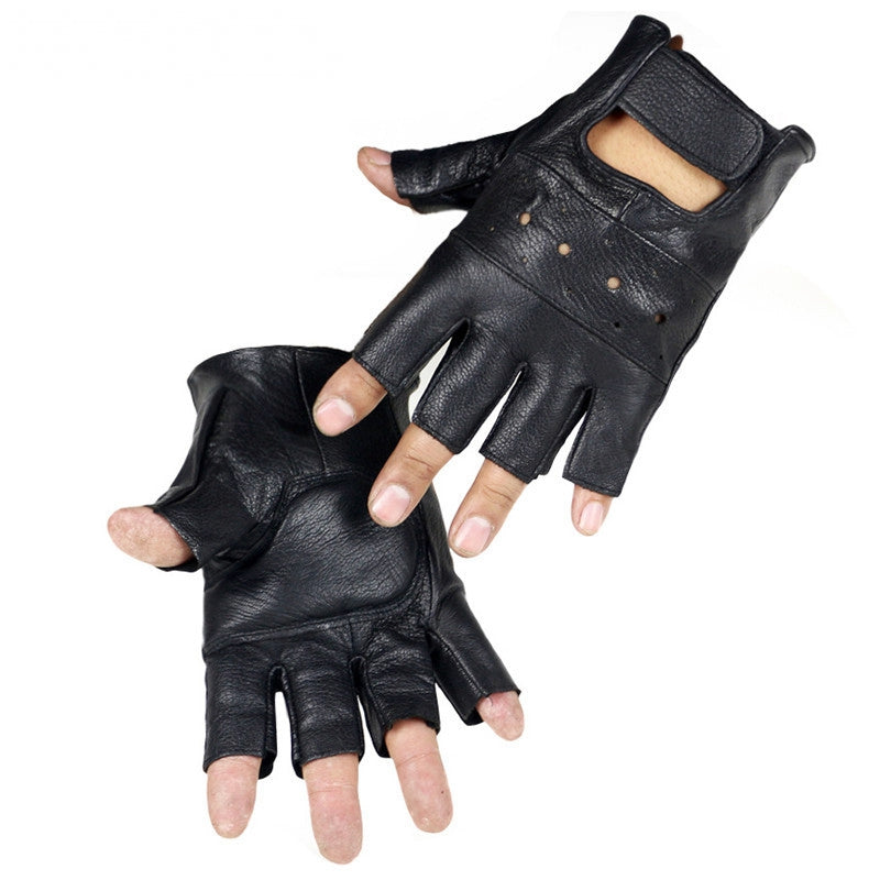 Men's Leather Fingerless Gloves For Fitness