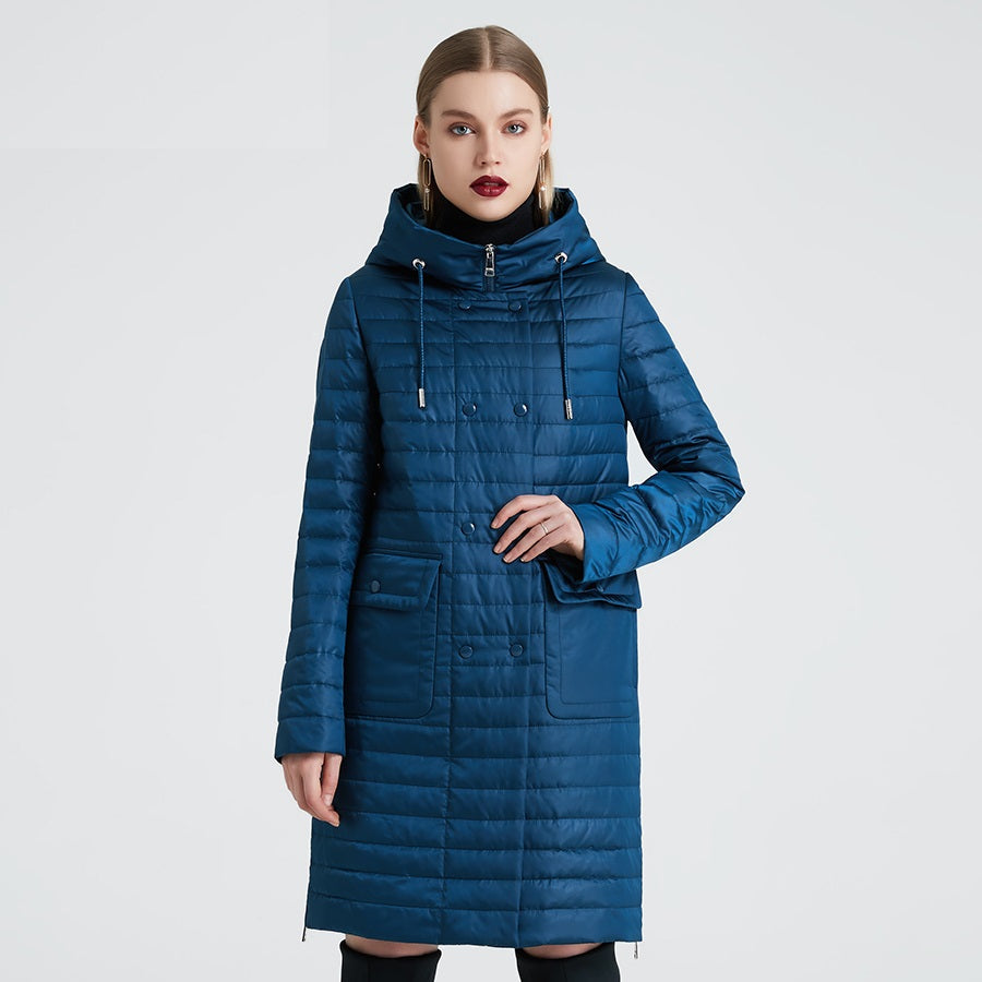 Women's Winter Windproof Hooded Polyester Parka