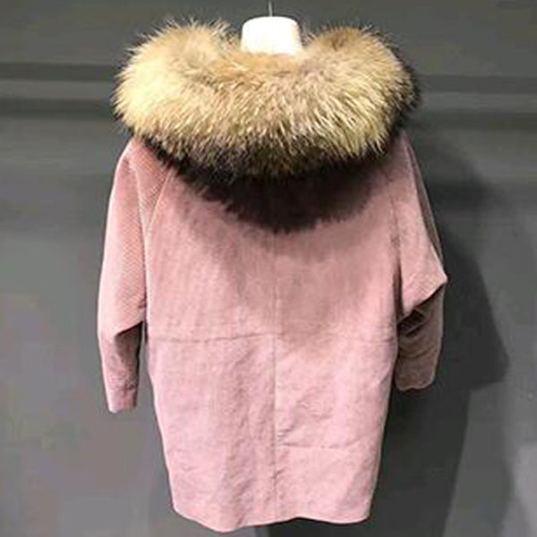 Women's Winter Casual Long Warm Coat With Raccoon Fur