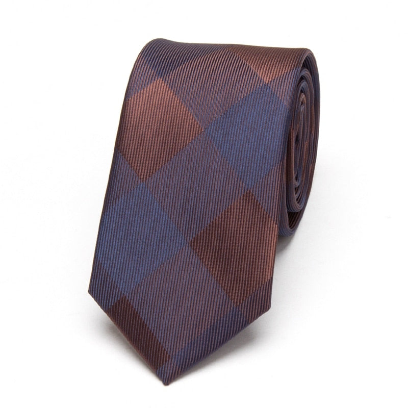 Men's Wedding Brown Plaid Tie