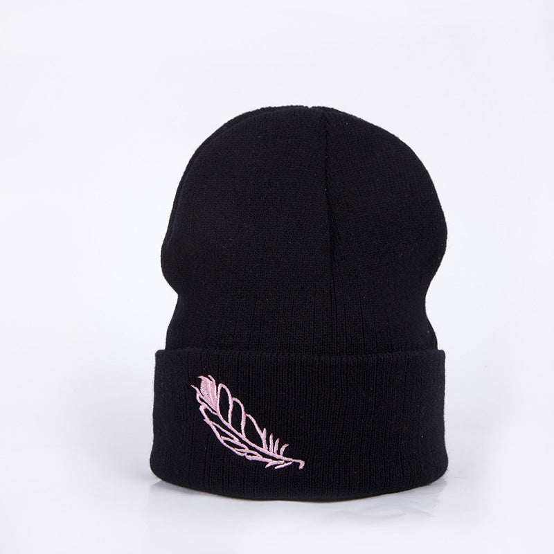 Women's Winter/Autumn Cotton Hat With Embroidered Leaf