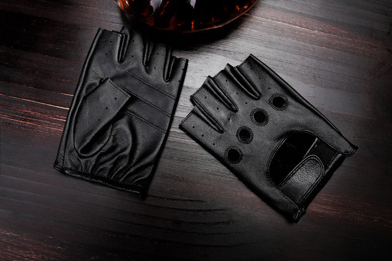Men's Genuine Leather Fingerless Gloves
