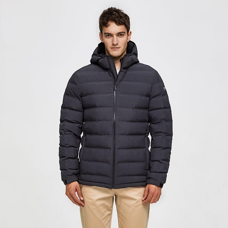 Men's Winter Casual Polyester Thick Parka With Pockets