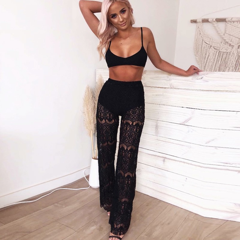 Women's Summer Casual Backless Two-Piece Jumpsuit With Lace