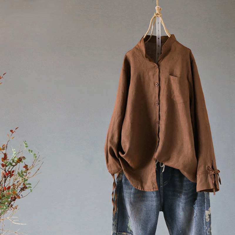 Women's Spring/Summer Casual Cotton Long-Sleeved Loose Shirt