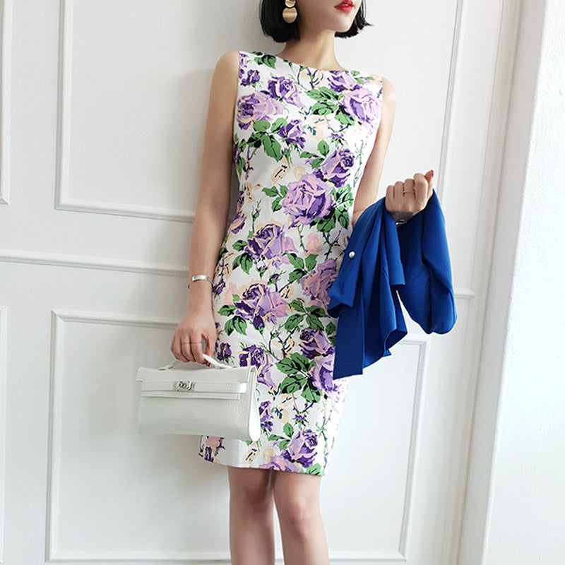 Women's Summer Sheath Sleeveless Mini Dress With Print