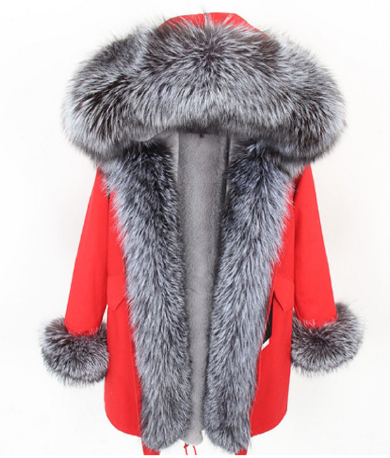 Women's Winter Casual Thick Long Hooded Parka With Fox Fur