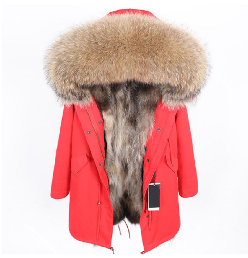 Women's Winter Casual Long Hooded Thick Parka With Raccoon Fur
