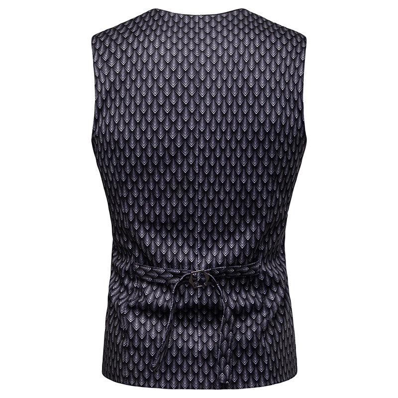 Men's Double Breasted Vest With Print