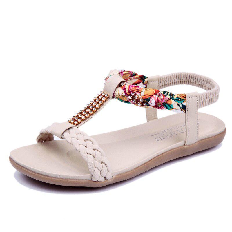 Women's Summer Beach Sandals With Rhinestones