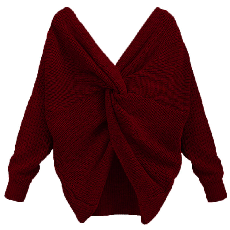 Women's Autumn Knitted V-Neck Sweater