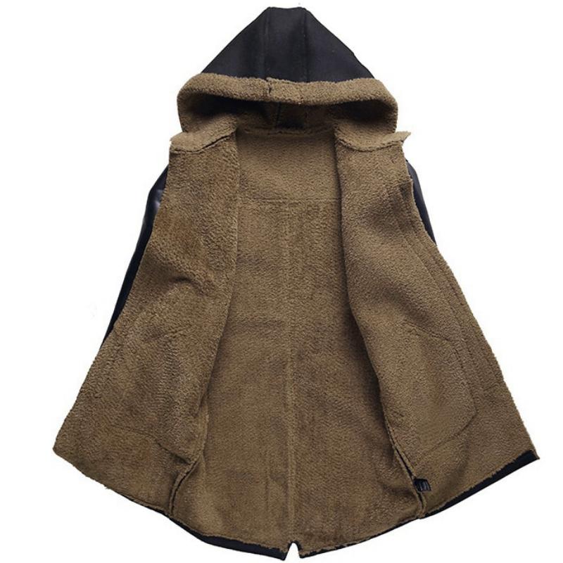 Men's Leather Hooded Coat