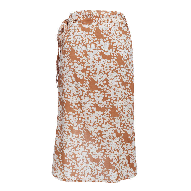Women's Summer Casual Midi High-Waist Skirt With Print