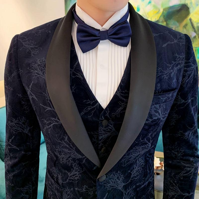 Men's Slim Fit Velvet Suit | Blazer & Vest & Pants