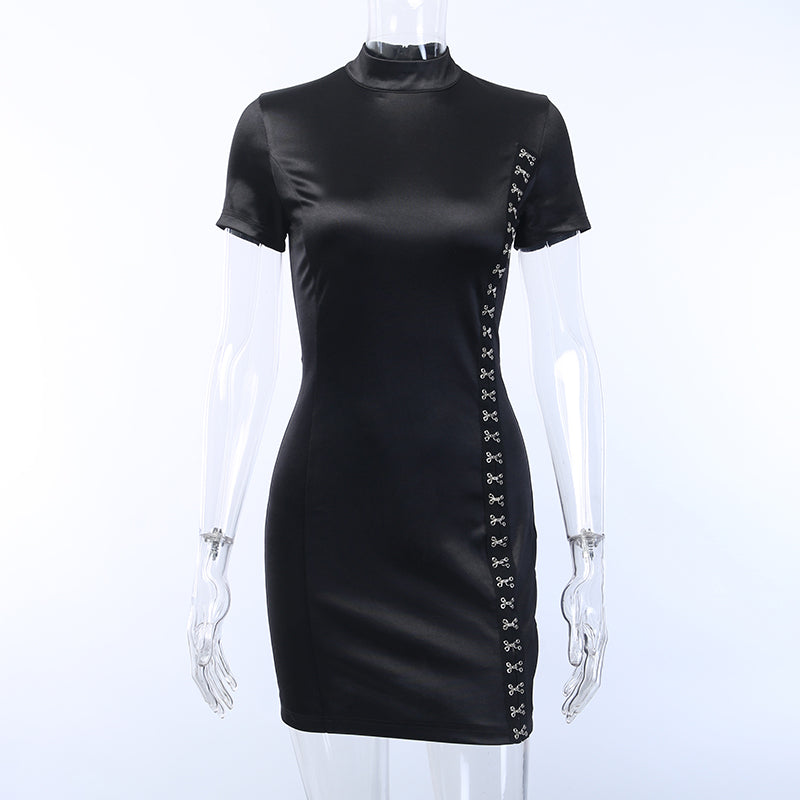 Women's Bodycon Satin Short Sleeve Mini Dress