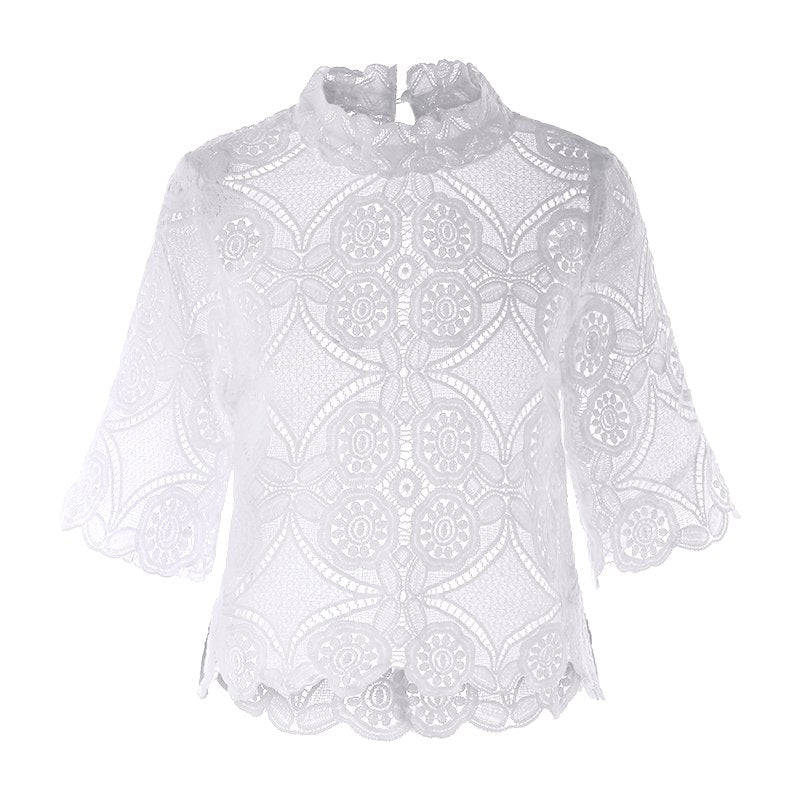 Women's Lace Stand Collar Blouse