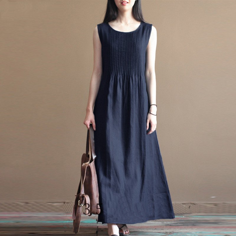 Women's Summer Casual Linen Beach Long Dress | Plus Size
