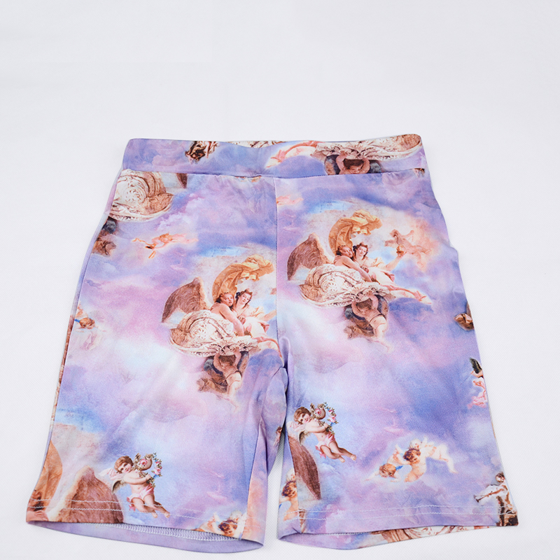 Women's Casual Skinny High-Waist Fitness Shorts With Print