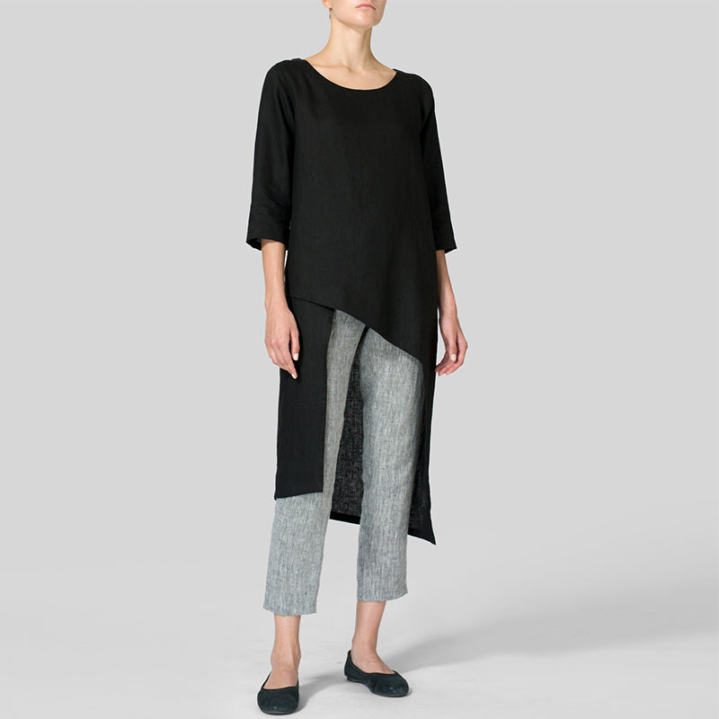 Women's Summer Casual Polyester O-Neck Long Tunic-Blouse