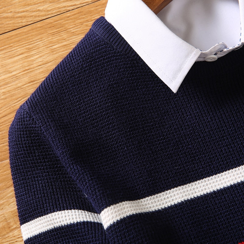 Men's Casual Woolen O-Neck Long Sleeve Sweater