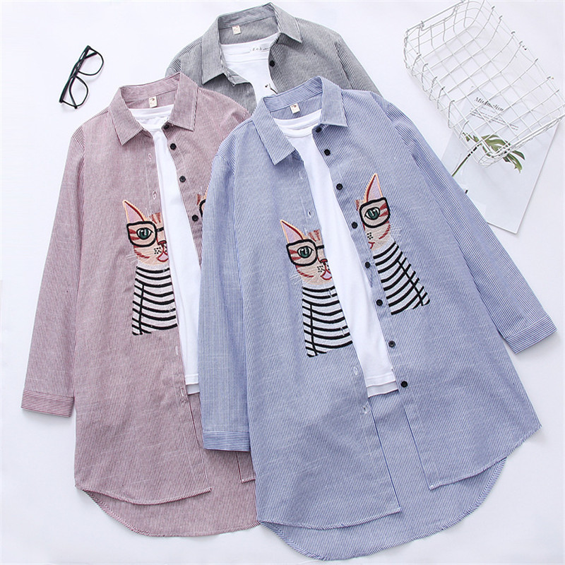 Women's Summer/Autumn Casual Long-Sleeved Shirt With Print