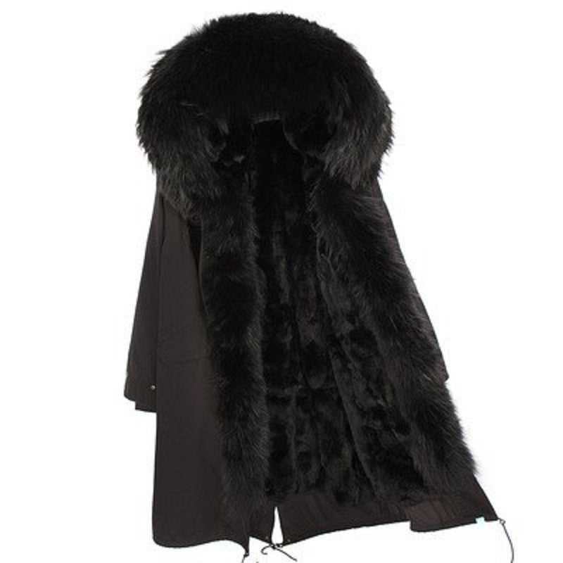 Women's Winter Casual Warm Slim Long Parka With Raccoon Fur