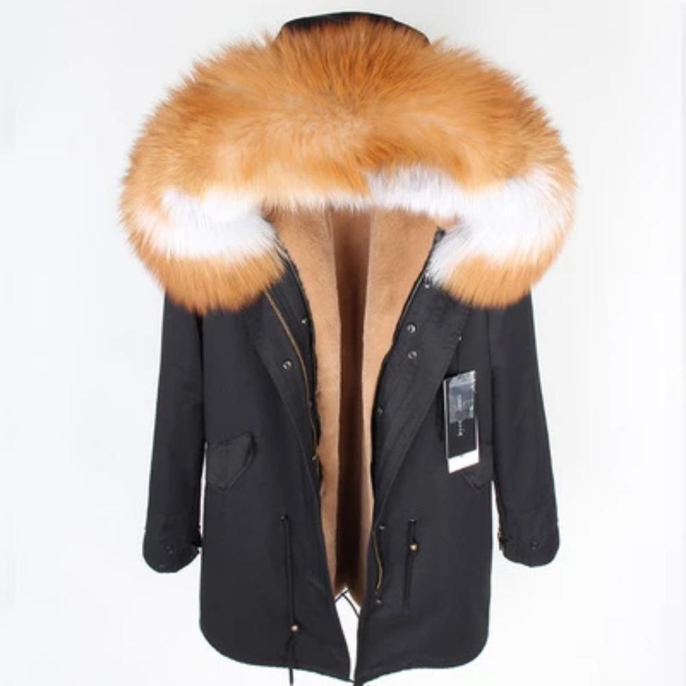 Men's Winter Casual Long Parka With Raccoon Fur